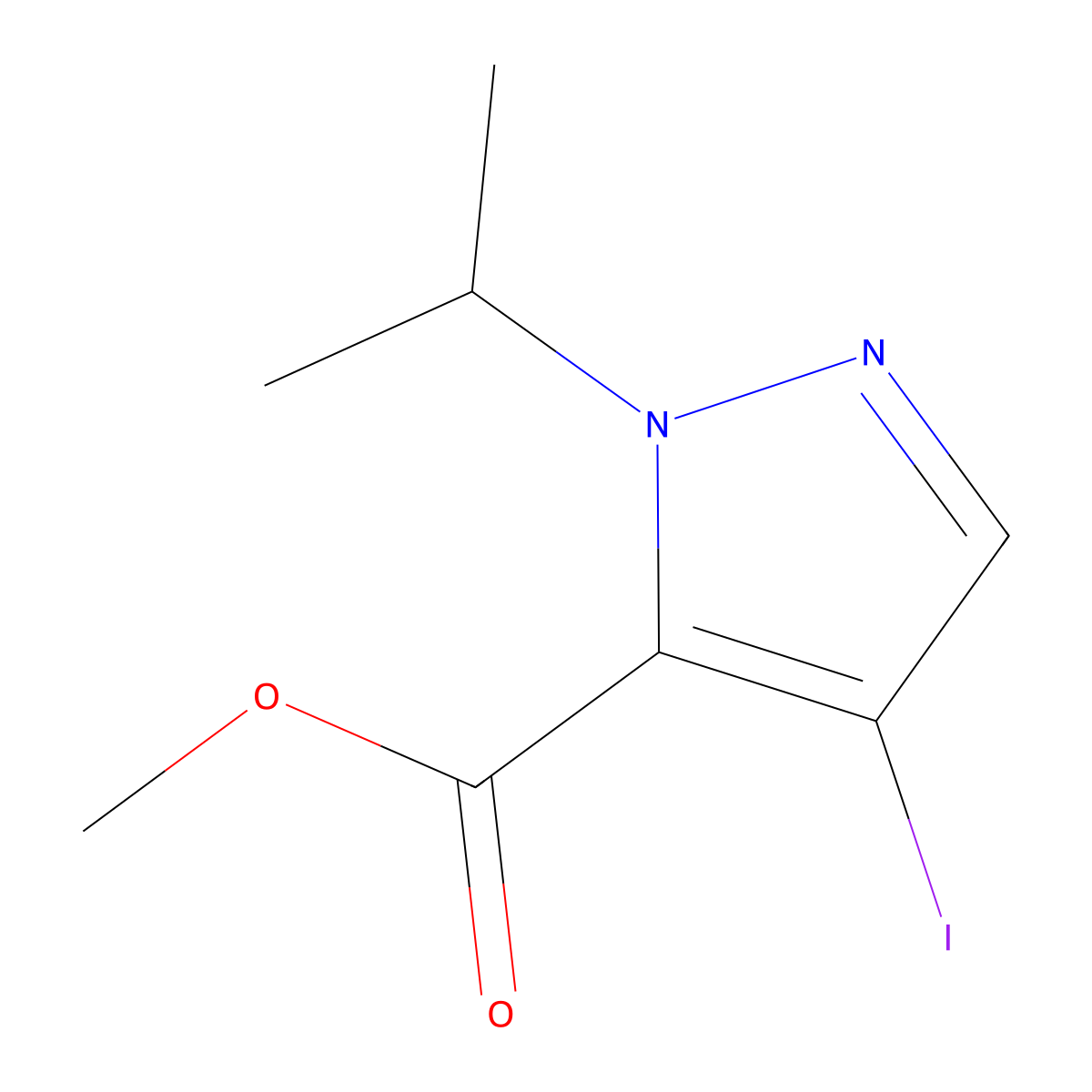 Methyl 4-iodo-1-isopropyl-1H-pyrazole-5-carboxylate molecular structure, CAS 1354705-21-7