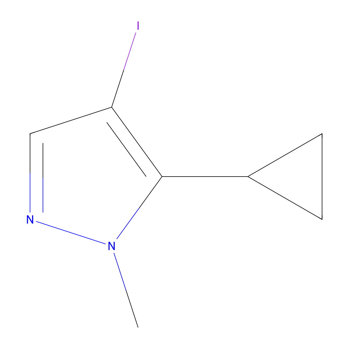 5-cyclopropyl-4-iodo-1-methyl-1H-pyrazole molecular structure, CAS 1354705-22-8