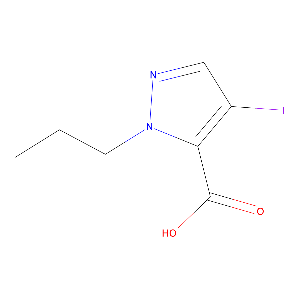 4-iodo-1-propyl-1H-pyrazole-5-carboxylic acid molecular structure, CAS 1354705-23-9