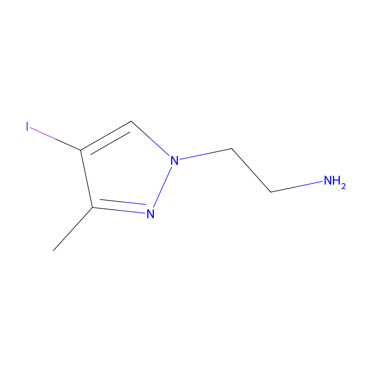 2-(4-Iodo-3-methyl-1H-pyrazol-1-yl)ethanamine molecular structure, CAS 1354705-27-3