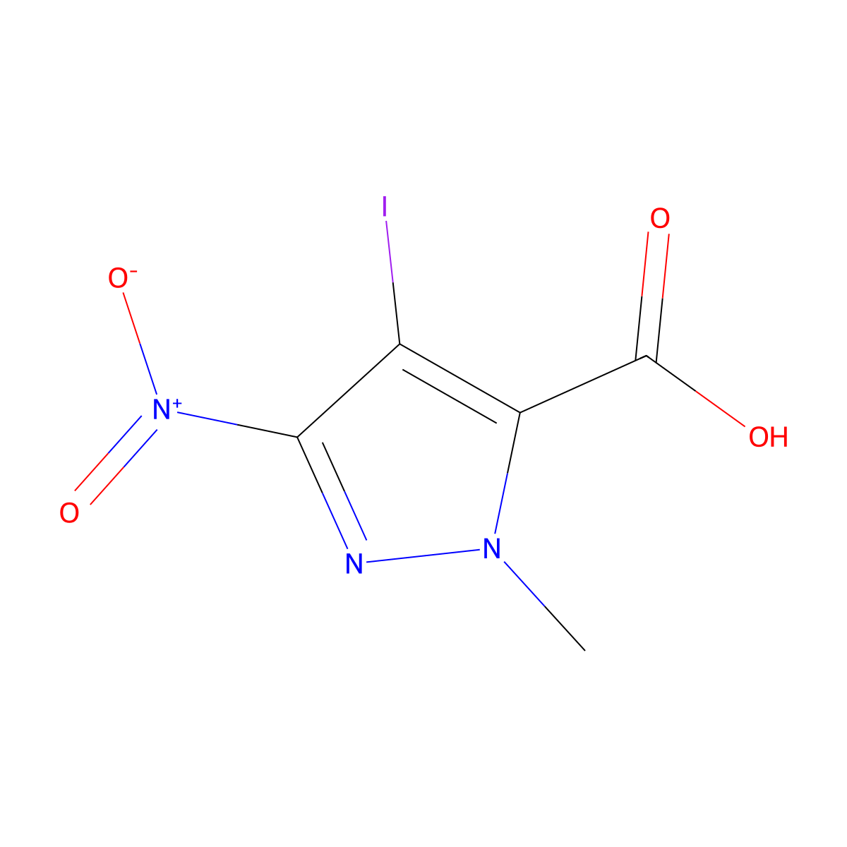 4-Iodo-1-methyl-3-nitro-1H-pyrazole-5-carboxylic acid molecular structure, CAS 1354705-31-9