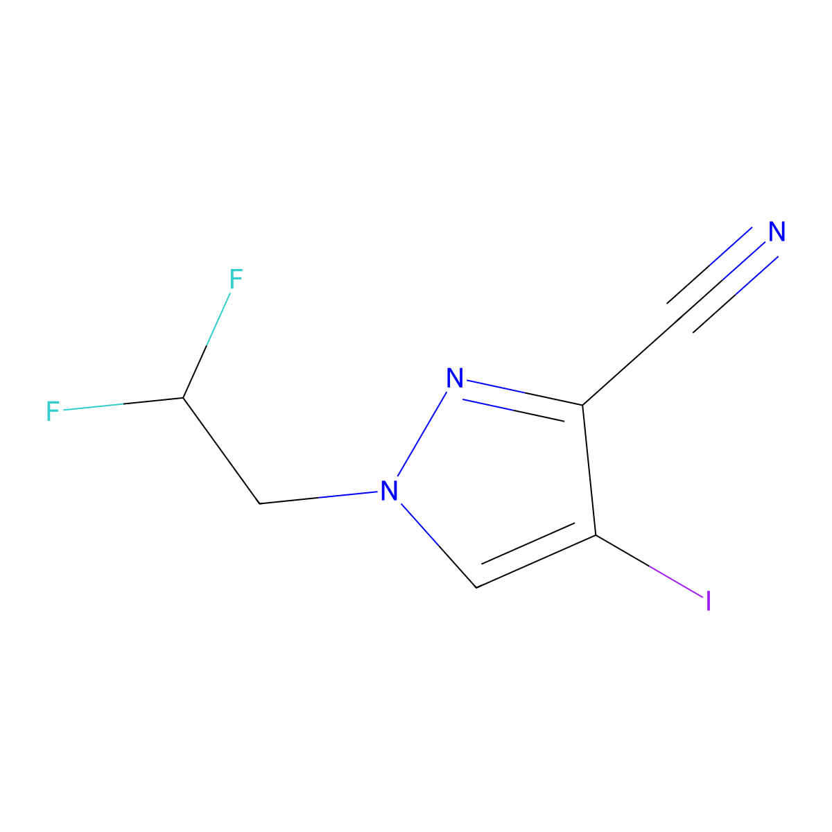 1-(2,2-Difluoroethyl)-4-iodo-1H-pyrazole-3-carbonitrile molecular structure, CAS 1354705-32-0