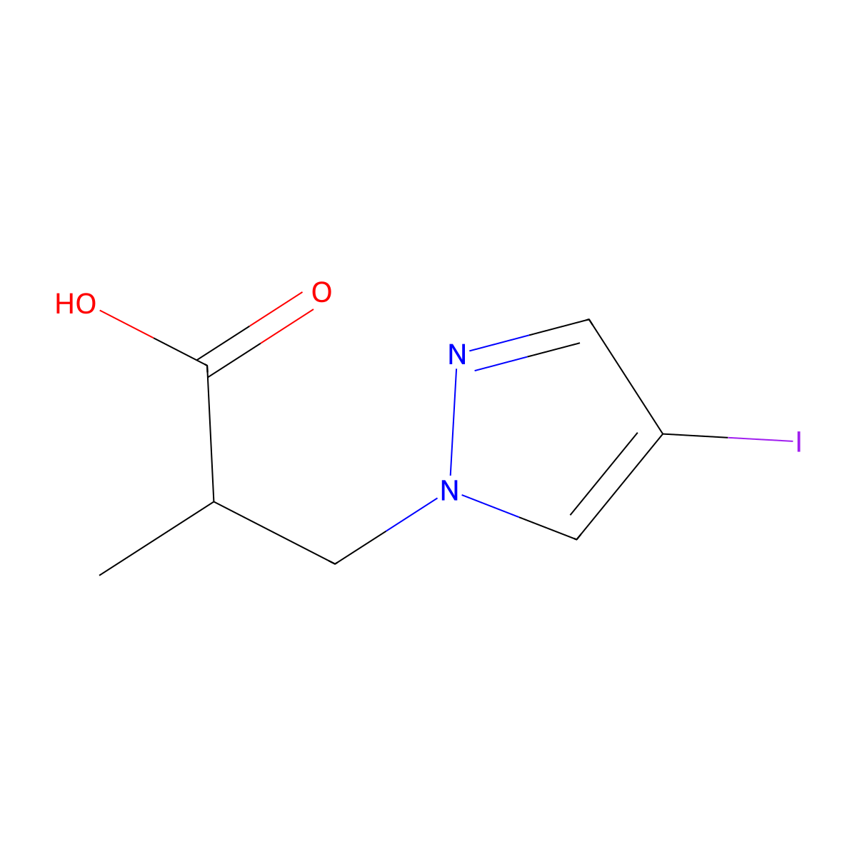 3-(4-iodo-1H-pyrazol-1-yl)-2-methylpropanoic acid molecular structure, CAS 1354705-35-3