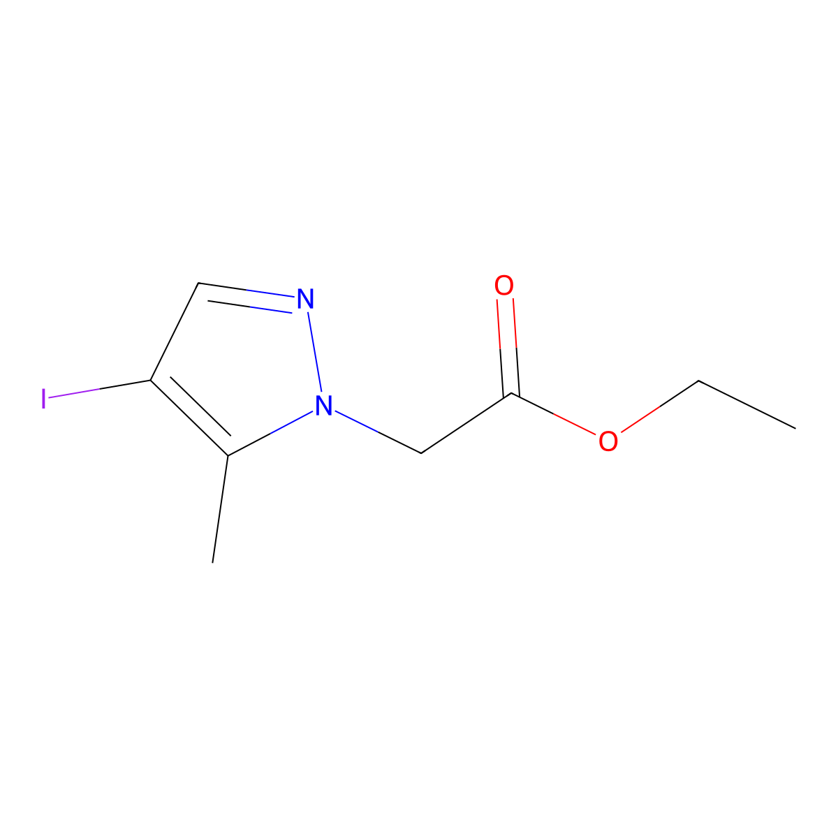 Ethyl 2-(4-iodo-5-methyl-1H-pyrazol-1-yl)acetate molecular structure, CAS 1354705-37-5