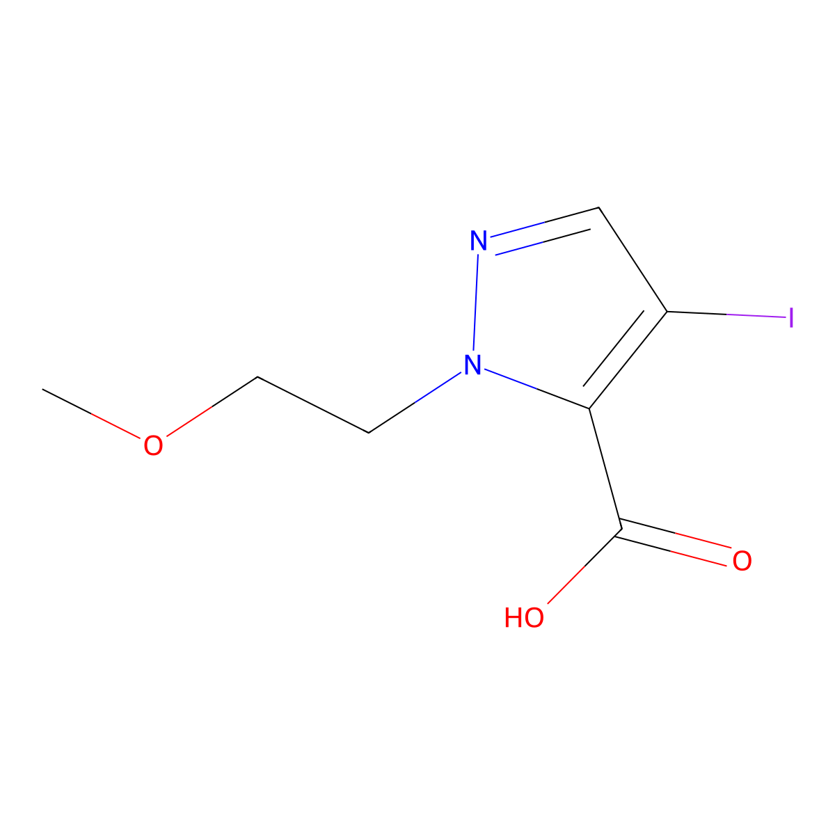 4-Iodo-1-(2-methoxyethyl)-1H-pyrazole-5-carboxylic acid molecular structure, CAS 1354705-43-3