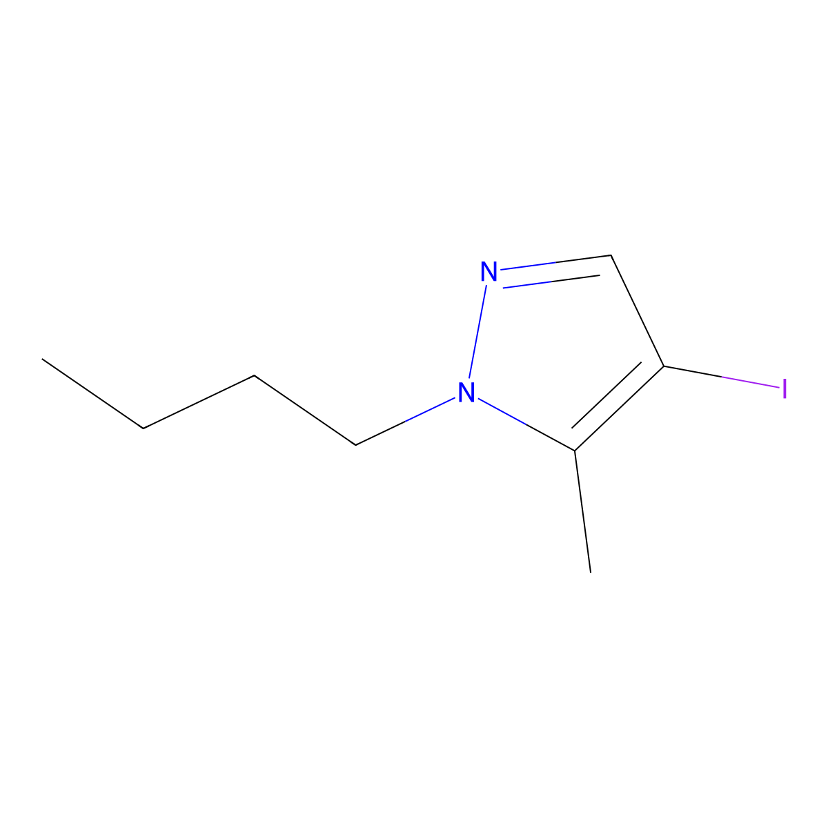 1-Butyl-4-iodo-5-methyl-1H-pyrazole molecular structure, CAS 1354705-47-7