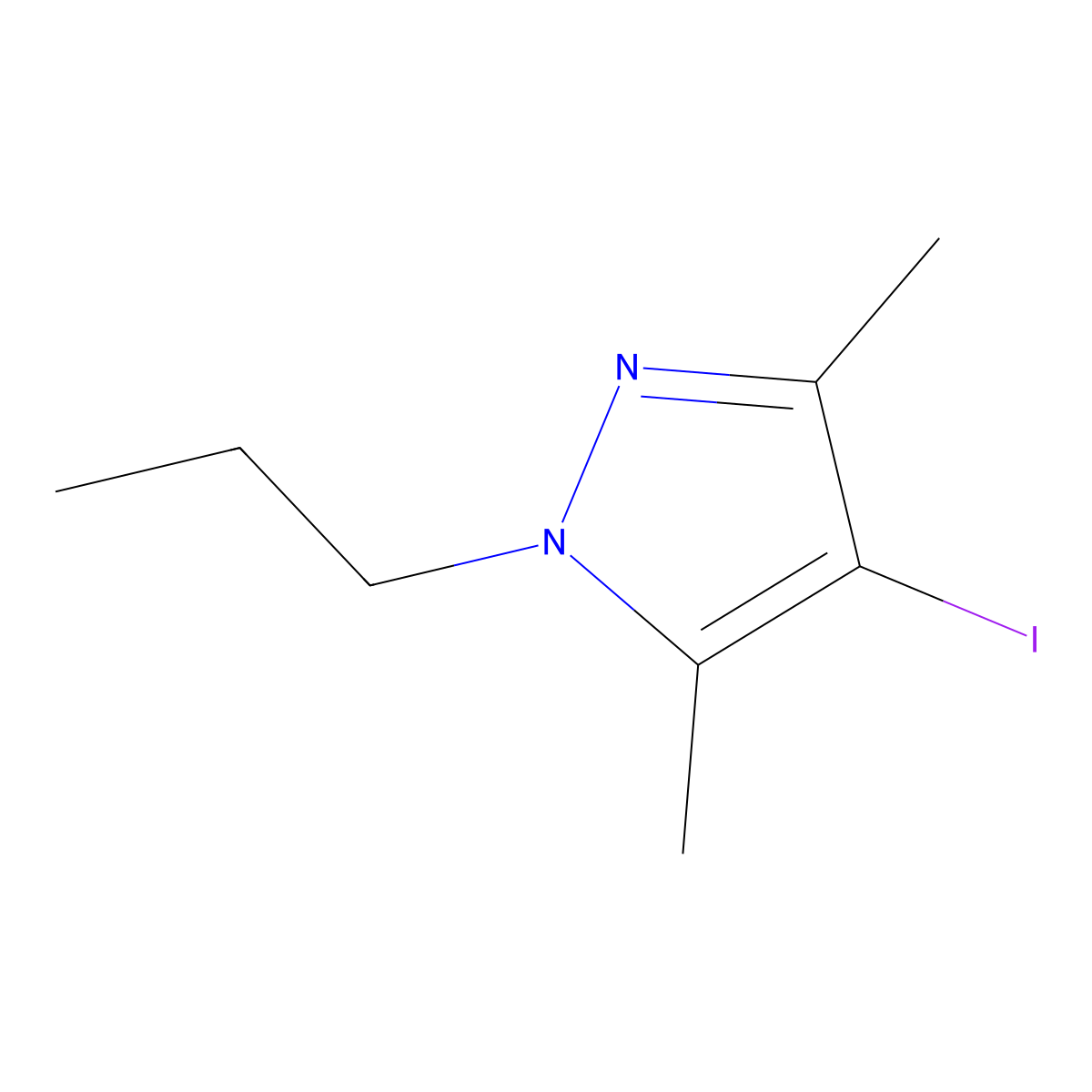4-Iodo-3,5-dimethyl-1-propyl-1H-pyrazole molecular structure, CAS 1354705-50-2