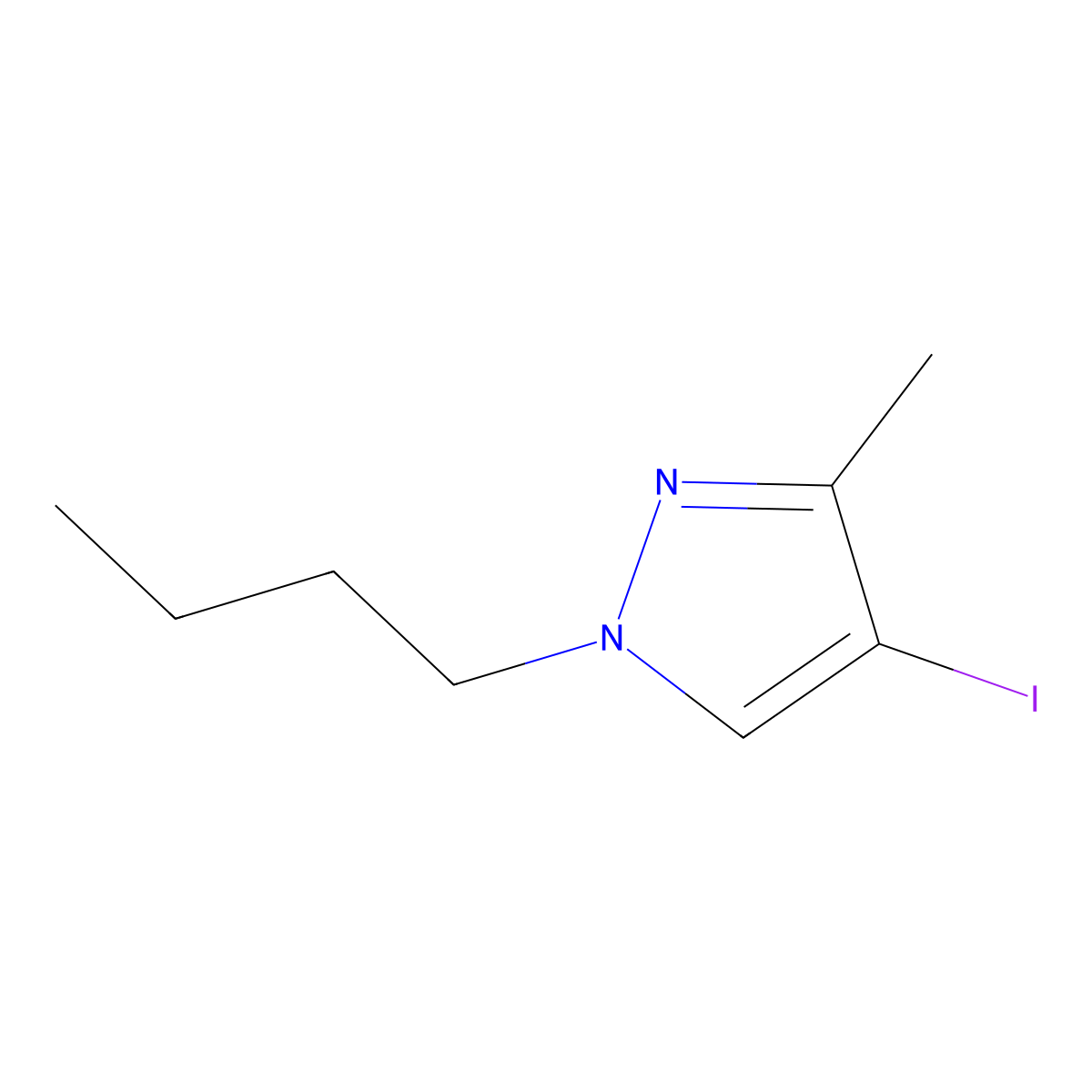 1-Butyl-4-iodo-3-methyl-1H-pyrazole molecular structure, CAS 1354705-53-5