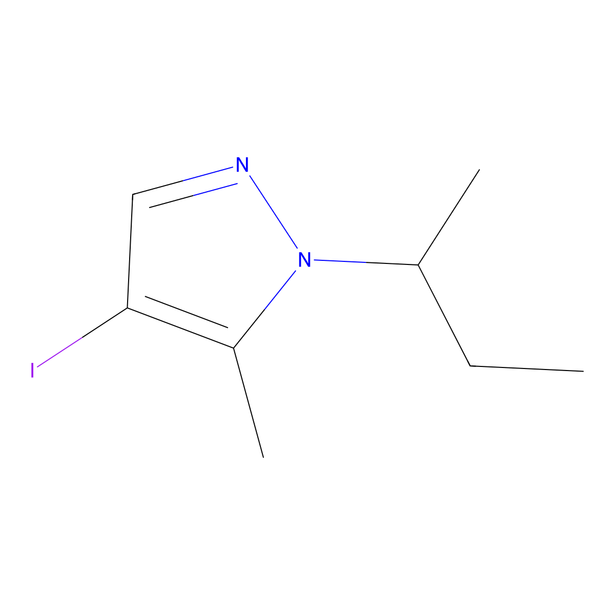 1-(sec-Butyl)-4-iodo-5-methyl-1H-pyrazole molecular structure, CAS 1354705-63-7