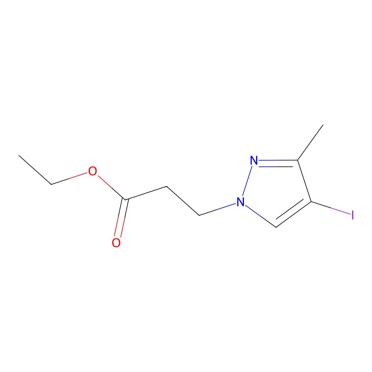 Ethyl 3-(4-iodo-3-methyl-1H-pyrazol-1-yl)propanoate molecular structure, CAS 1354705-65-9