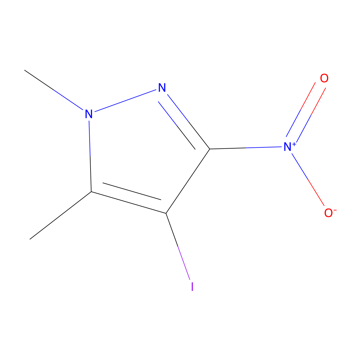 4-iodo-1,5-dimethyl-3-nitro-1H-pyrazole molecular structure, CAS 1354705-66-0