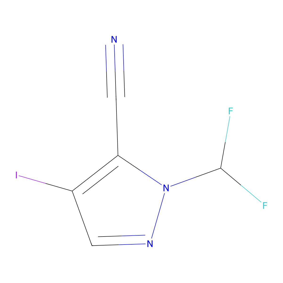 1-(Difluoromethyl)-4-iodo-1H-pyrazole-5-carbonitrile molecular structure, CAS 1354705-71-7