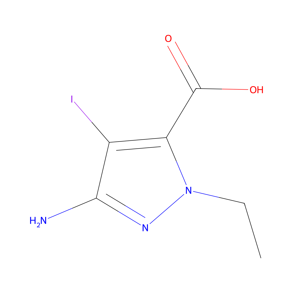 3-Amino-1-ethyl-4-iodo-1H-pyrazole-5-carboxylic acid molecular structure, CAS 1354705-84-2