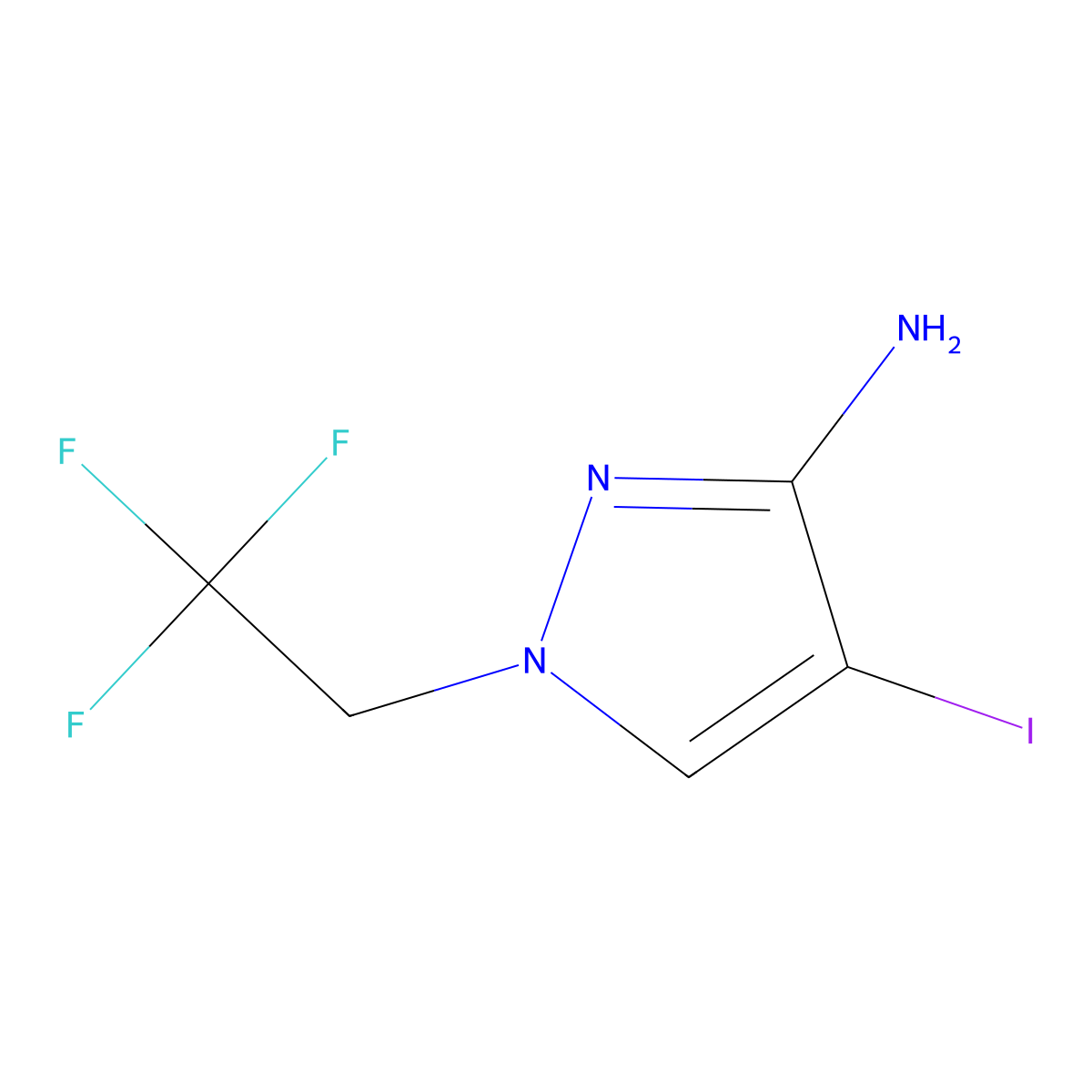 4-iodo-1-(2,2,2-trifluoroethyl)-1H-pyrazol-3-amine molecular structure, CAS 1354705-85-3