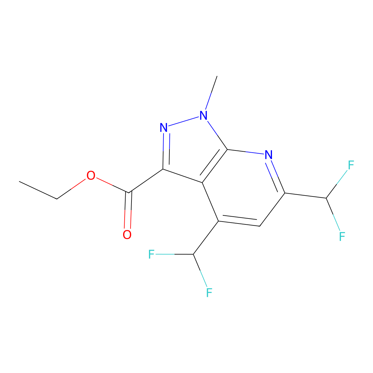 ethyl 4,6-bis(difluoromethyl)-1-methyl-1H-pyrazolo[3,4-b]pyridine-3-carboxylate molecular structure, CAS 1354705-89-7