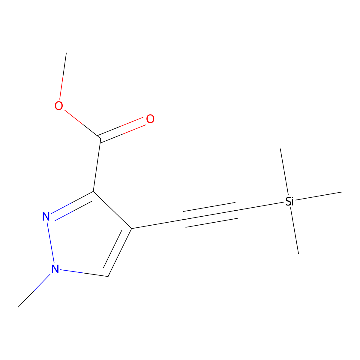 Methyl 1-methyl-4-((trimethylsilyl)ethynyl)-1H-pyrazole-3-carboxylate molecular structure, CAS 1354705-91-1