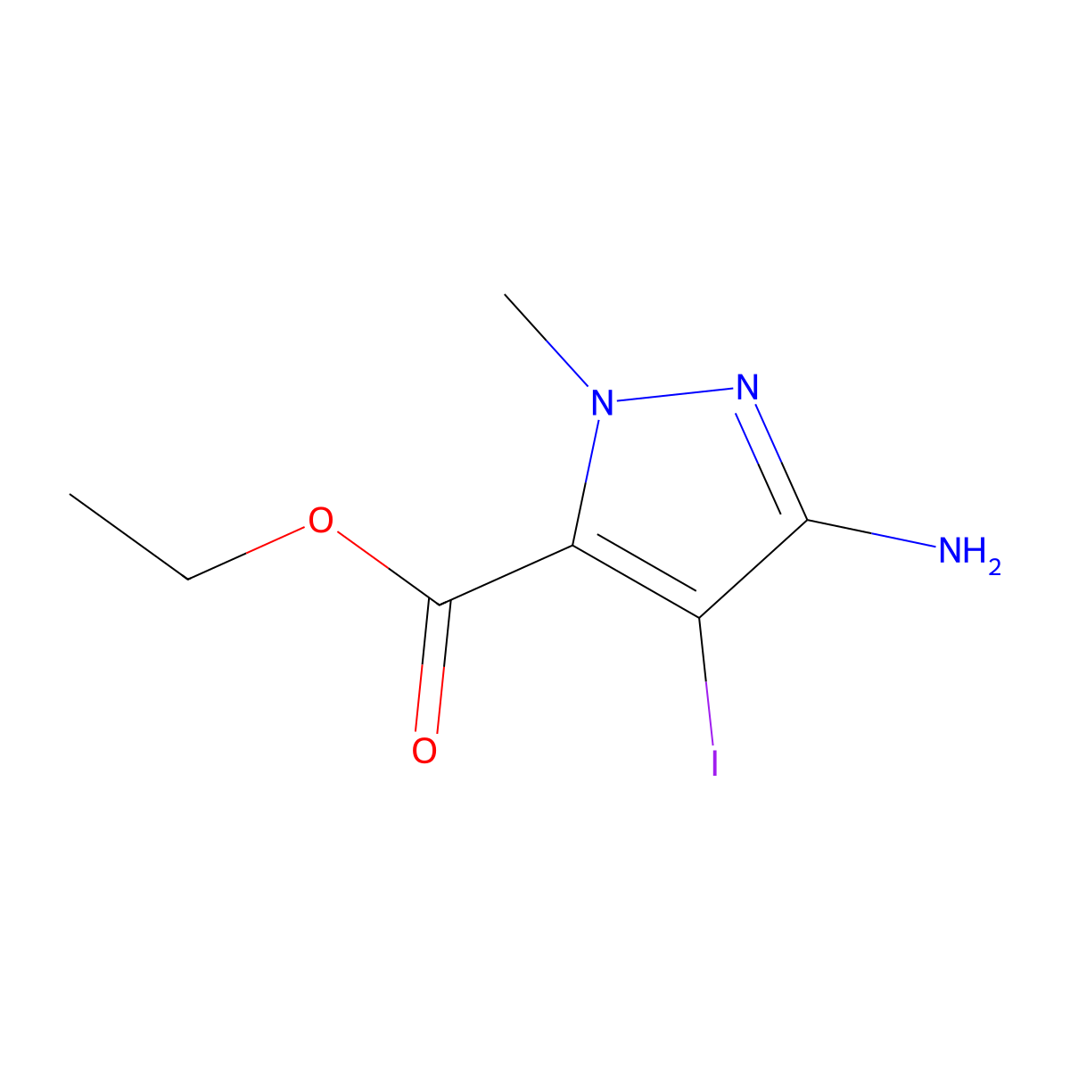 ethyl 3-amino-4-iodo-1-methyl-1H-pyrazole-5-carboxylate molecular structure, CAS 1354705-94-4
