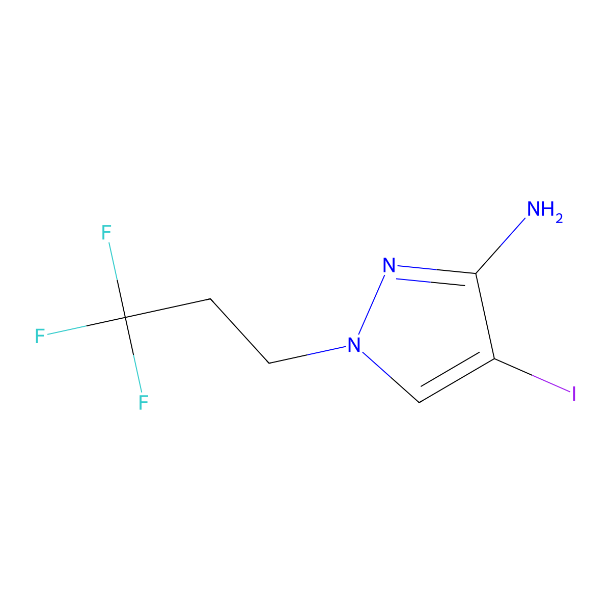 4-Iodo-1-(3,3,3-trifluoropropyl)pyrazol-3-amine molecular structure, CAS 1354705-97-7