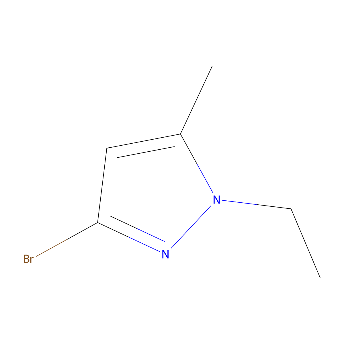 1H-Pyrazole, 3-bromo-1-ethyl-5-methyl- molecular structure, CAS 1354706-05-0