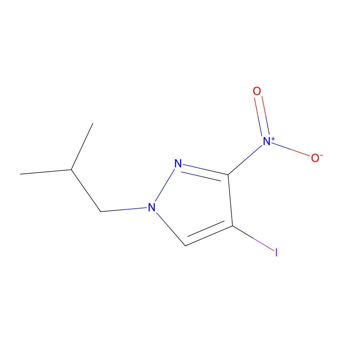 4-Iodo-1-isobutyl-3-nitro-1H-pyrazole molecular structure, CAS 1354706-06-1