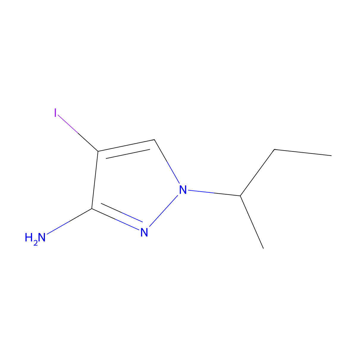 4-Iodo-1-(methylpropyl)pyrazole-3-ylamine molecular structure, CAS 1354706-14-1