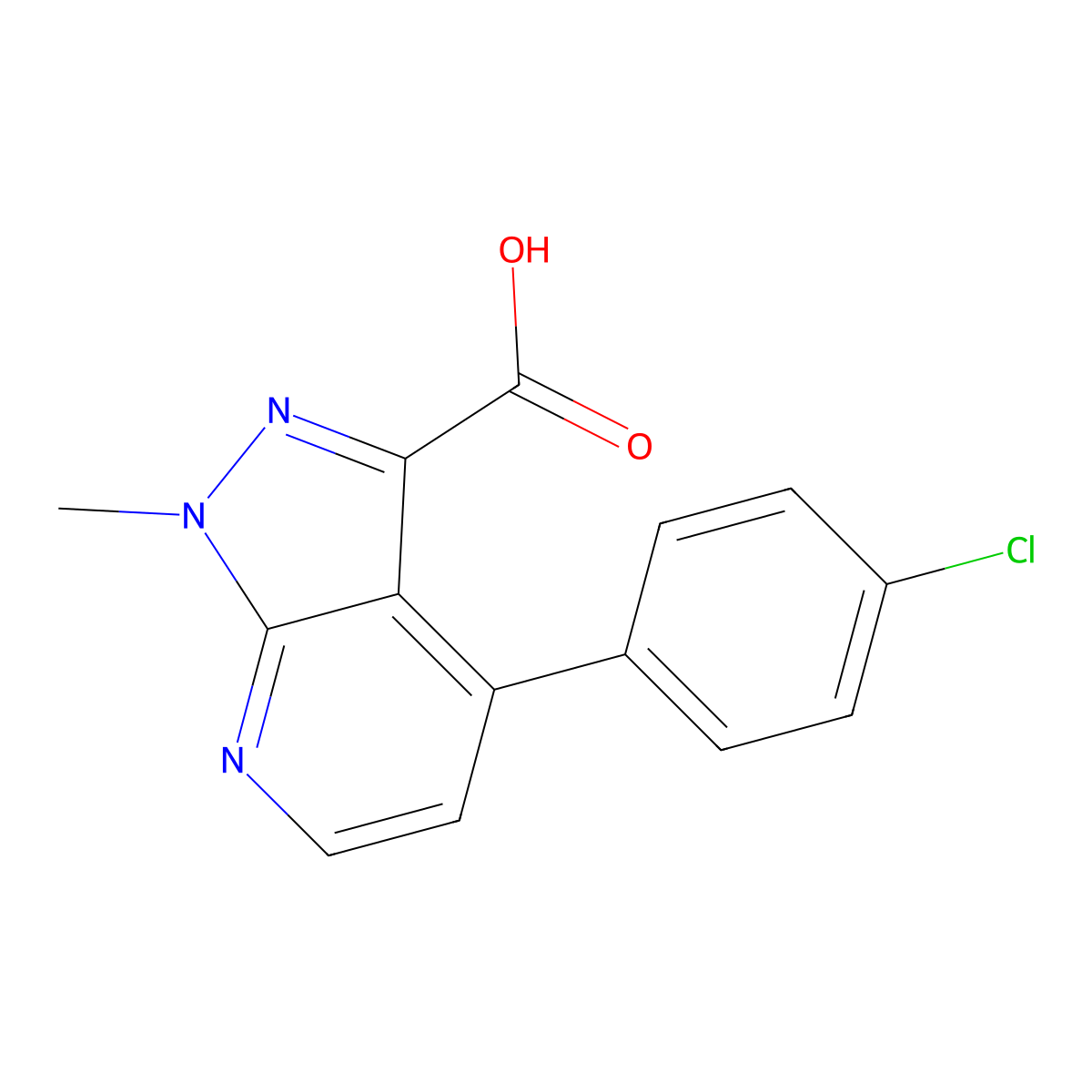 4-(4-Chlorophenyl)-1-methyl-1H-pyrazolo[3,4-b]pyridine-3-carboxylic acid molecular structure, CAS 1354706-20-9