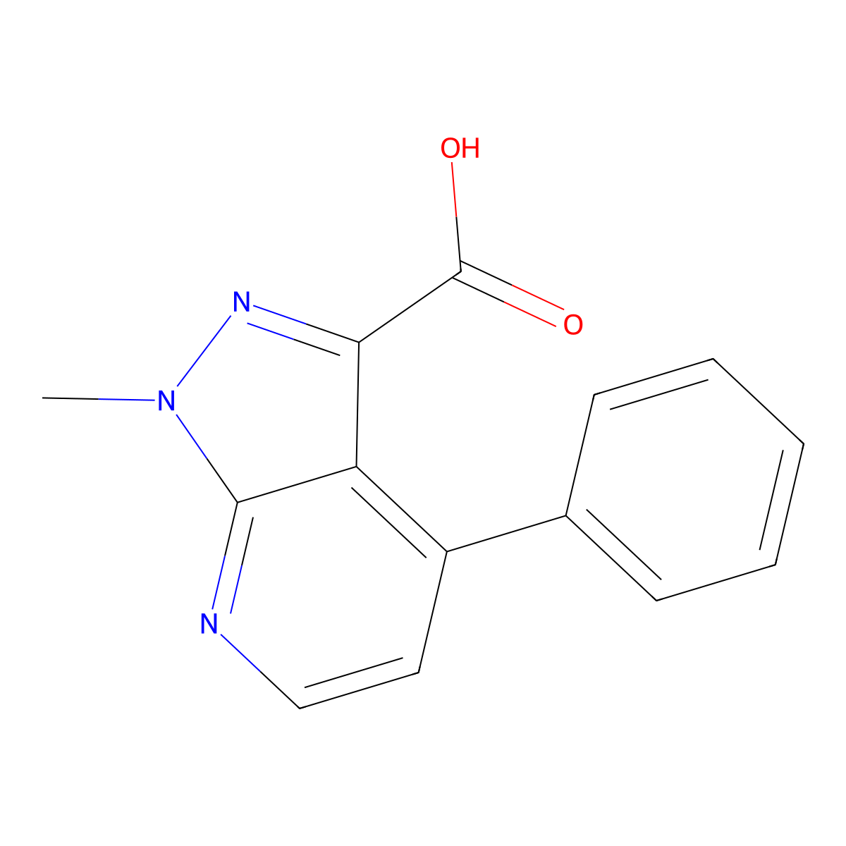 1-methyl-4-phenyl-1H-pyrazolo[3,4-b]pyridine-3-carboxylic acid molecular structure, CAS 1354706-24-3