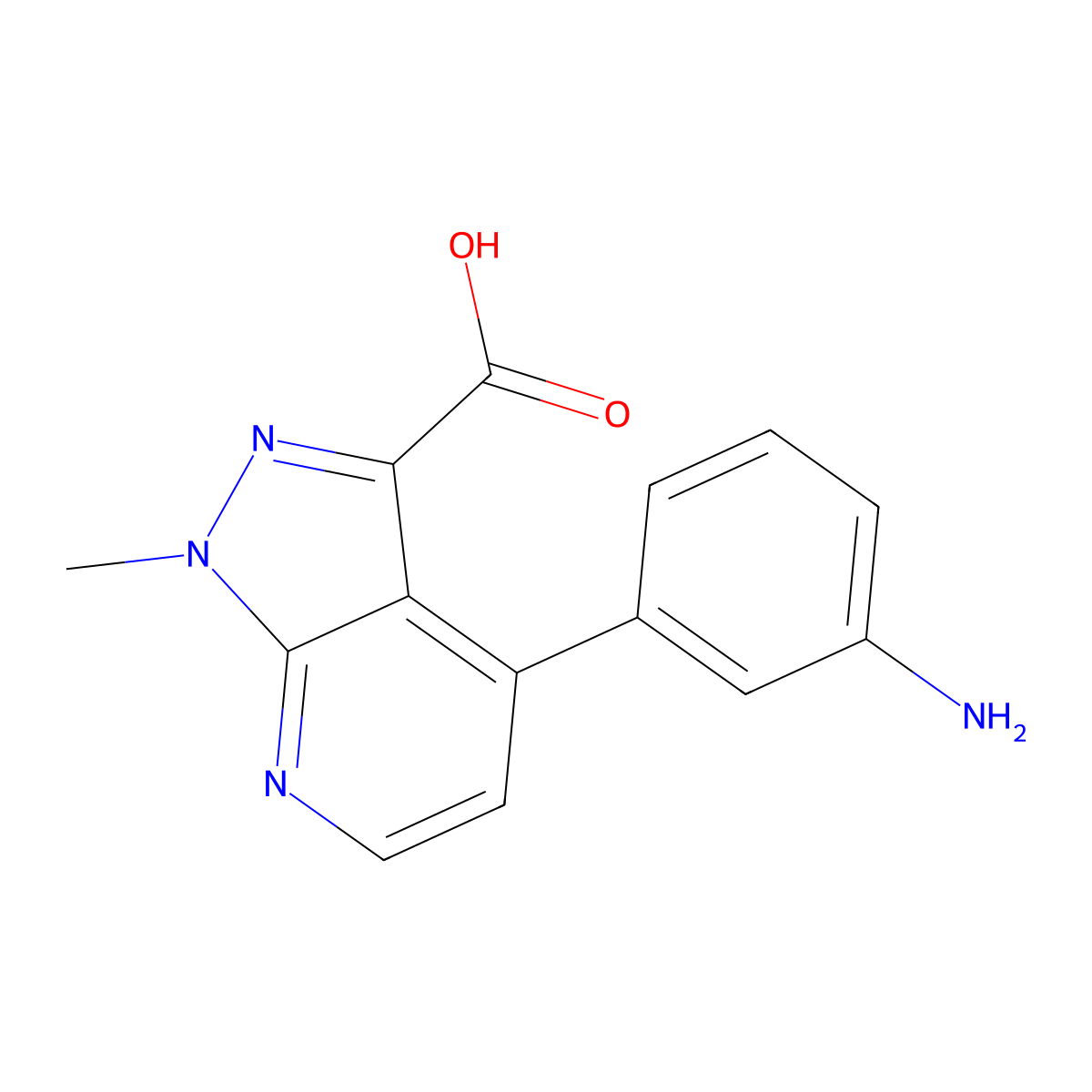 4-(3-aminophenyl)-1-methyl-1H-pyrazolo[3,4-b]pyridine-3-carboxylic acid molecular structure, CAS 1354706-25-4