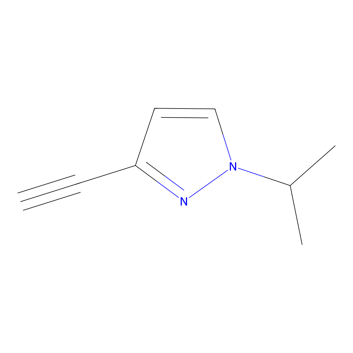 3-ethynyl-1-(propan-2-yl)-1H-pyrazole molecular structure, CAS 1354706-26-5