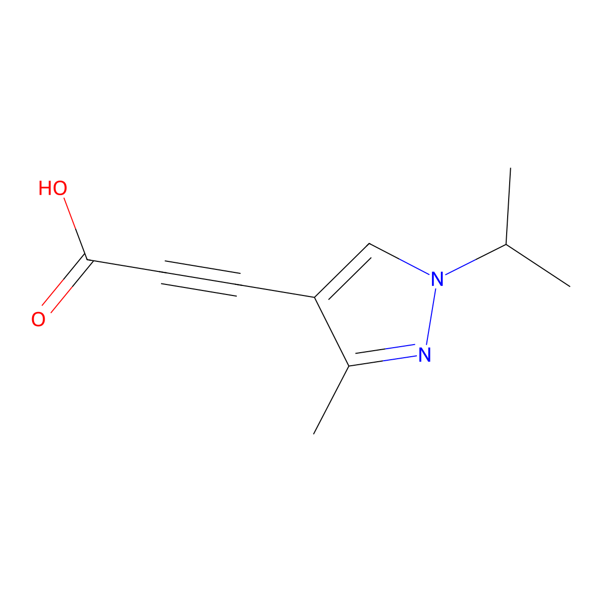 3-(1-Isopropyl-3-methyl-1H-pyrazol-4-yl)propiolic acid molecular structure, CAS 1354706-36-7