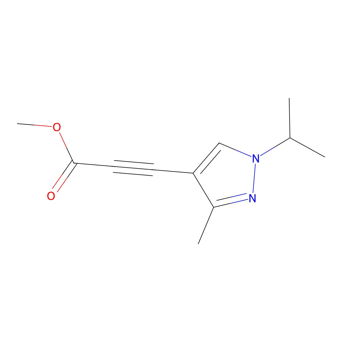 Methyl 3-(1-isopropyl-3-methyl-1H-pyrazol-4-yl)propiolate molecular structure, CAS 1354706-45-8