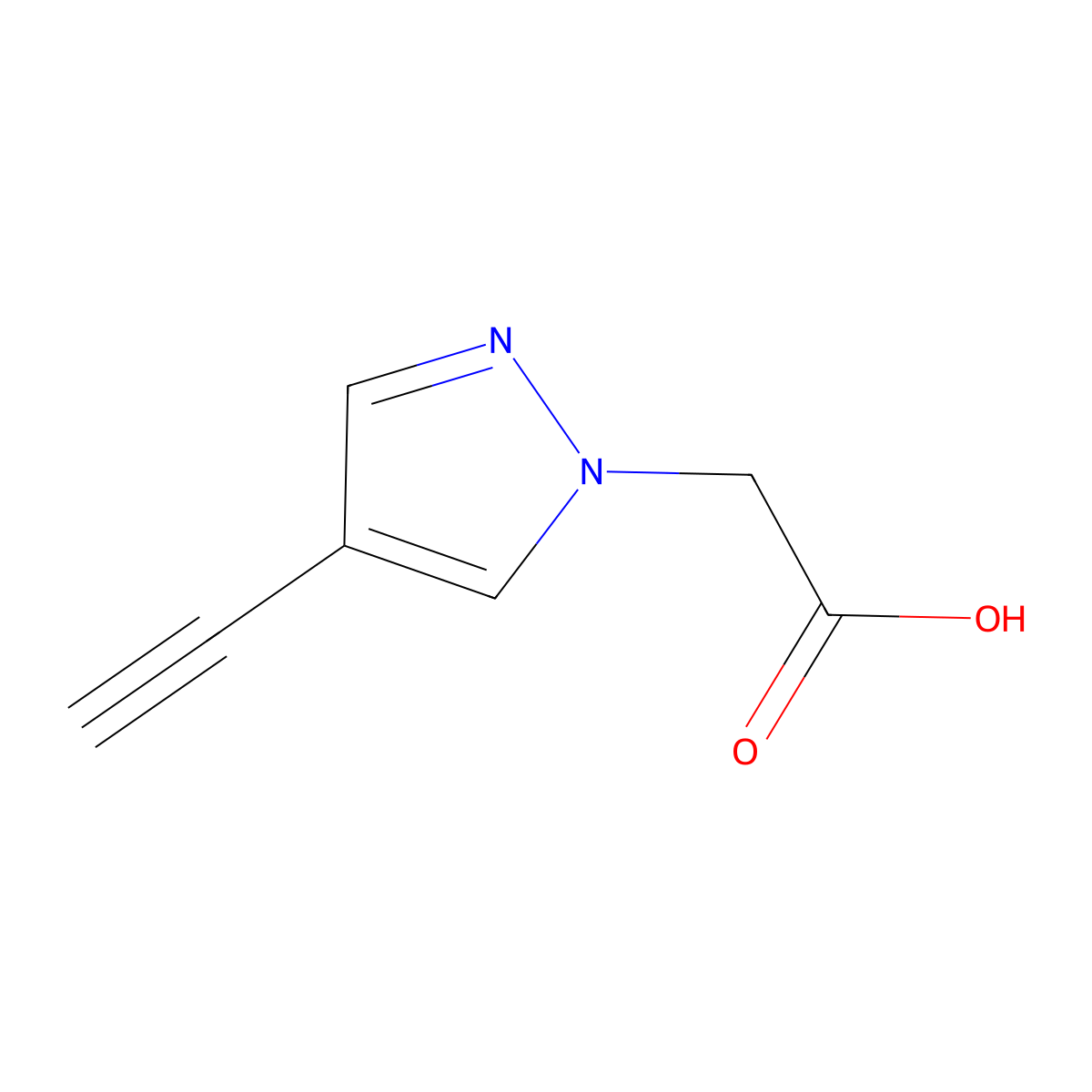 2-(4-ethynyl-1H-pyrazol-1-yl)acetic acid molecular structure, CAS 1354706-46-9