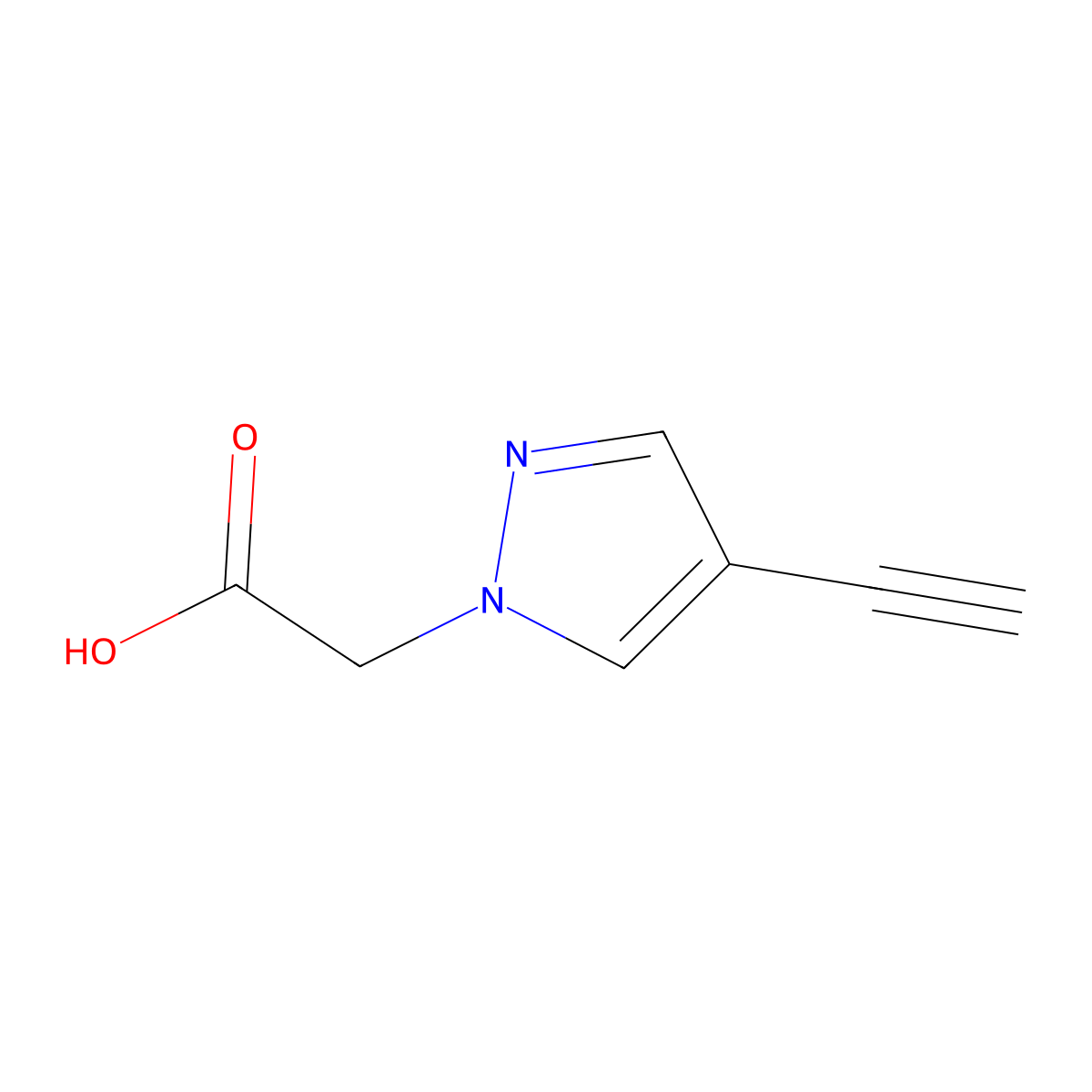 2-(4-ethynyl-1H-pyrazol-1-yl)acetic acid molecular structure, CAS 1354706-46-9