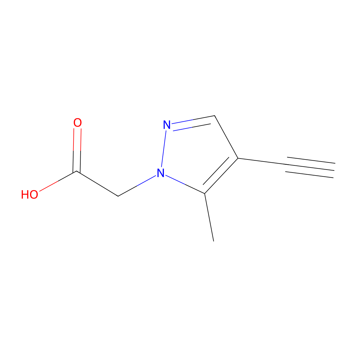 2-(4-Ethynyl-5-methyl-1H-pyrazol-1-yl)acetic acid molecular structure, CAS 1354706-52-7