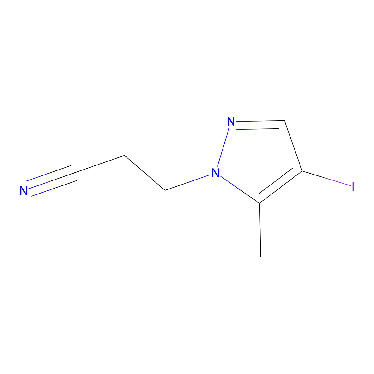 3-(4-Iodo-5-methyl-1H-pyrazol-1-yl)propanenitrile molecular structure, CAS 1354706-62-9