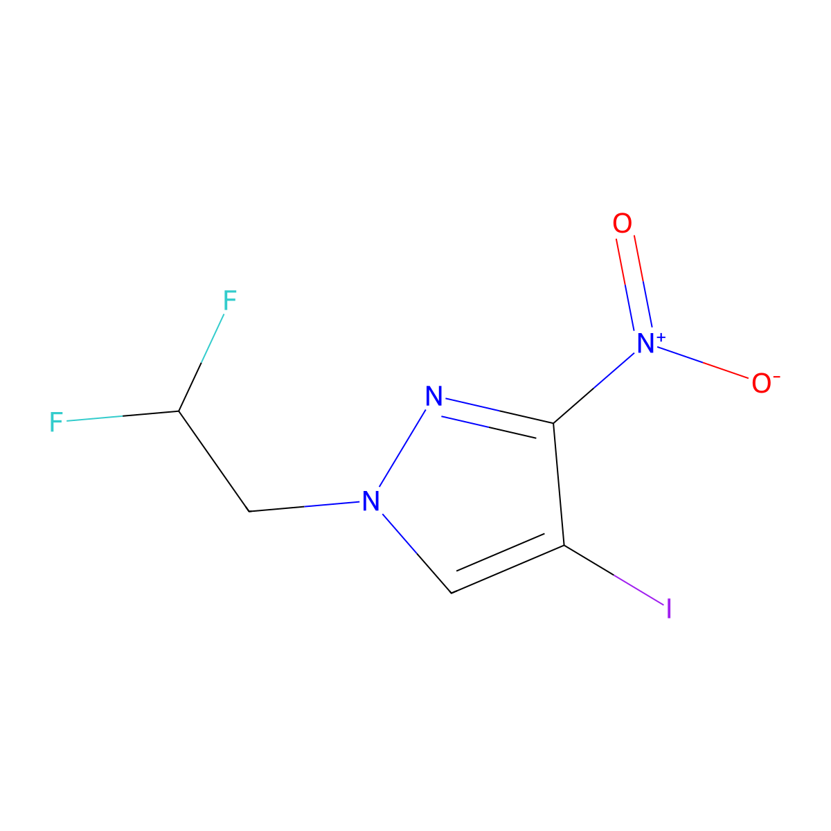 1-(2,2-Difluoroethyl)-4-iodo-3-nitropyrazole molecular structure, CAS 1354706-67-4