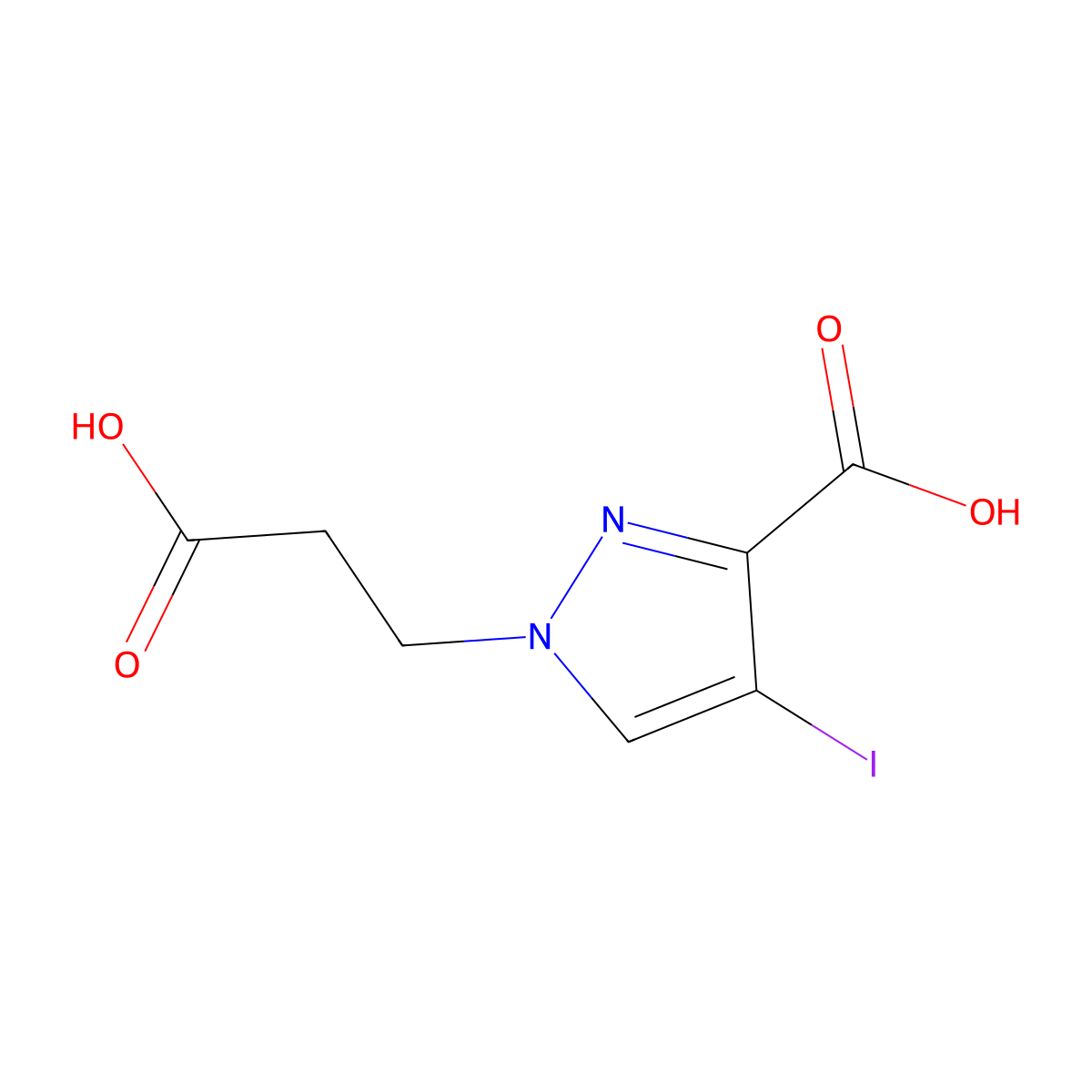 1-(2-Carboxyethyl)-4-iodo-1H-pyrazole-3-carboxylic acid molecular structure, CAS 1354706-73-2