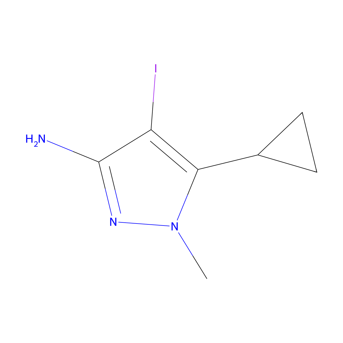 5-Cyclopropyl-4-iodo-1-methyl-1H-pyrazol-3-amine molecular structure, CAS 1354706-78-7