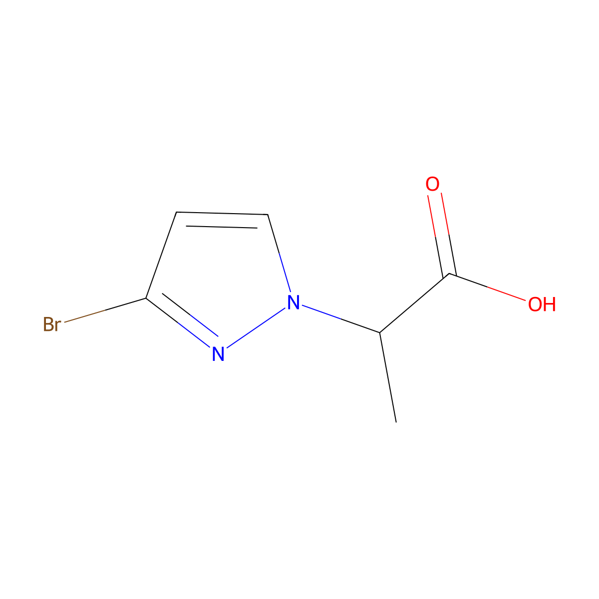 2-(3-Bromo-1H-pyrazol-1-yl)propanoic acid molecular structure, CAS 1354706-87-8