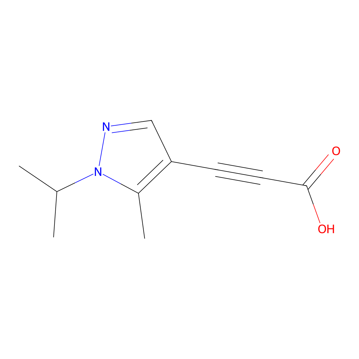 3-(1-Isopropyl-5-methyl-1H-pyrazol-4-yl)propiolic acid molecular structure, CAS 1354706-91-4