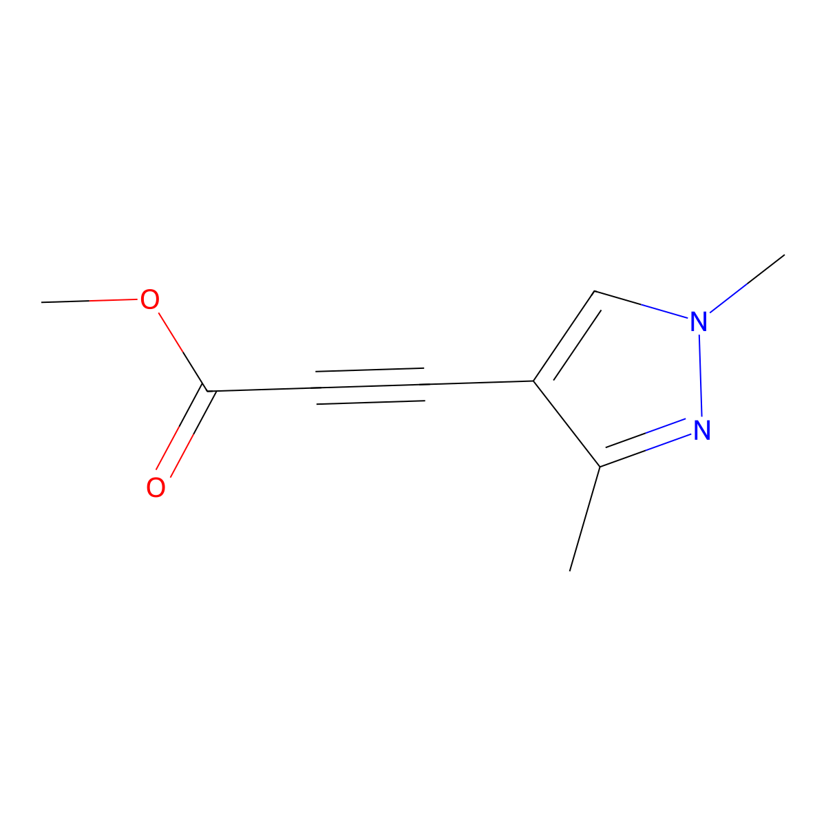 Methyl 3-(1,3-dimethyl-1H-pyrazol-4-yl)propiolate molecular structure, CAS 1354706-93-6