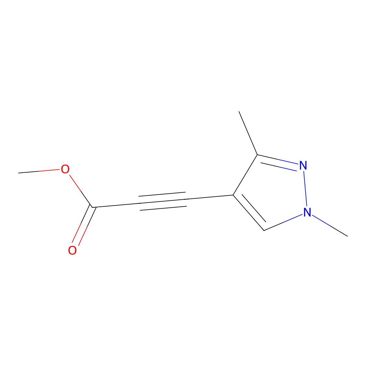 Methyl 3-(1,3-dimethyl-1H-pyrazol-4-yl)propiolate molecular structure, CAS 1354706-93-6