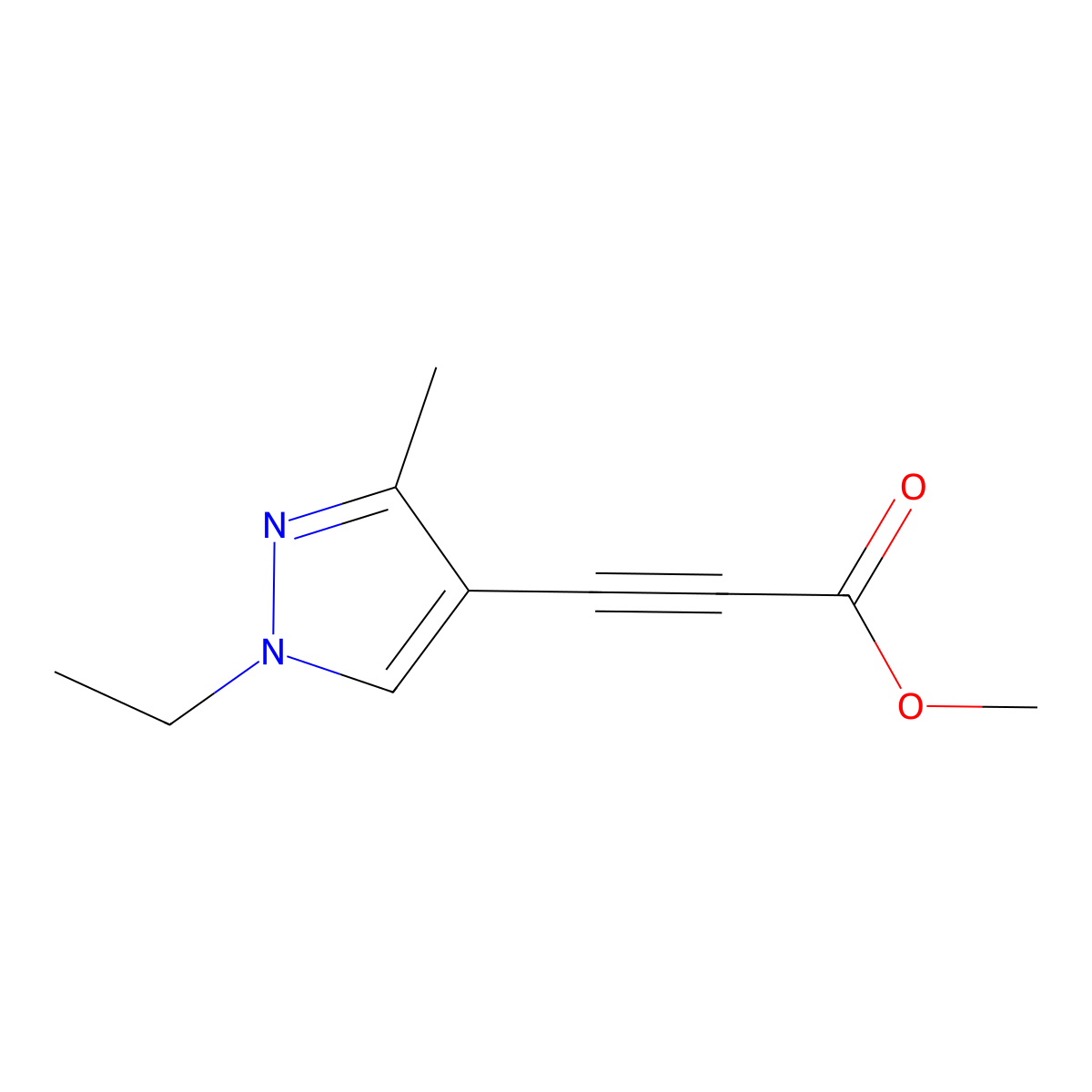 Methyl 3-(1-ethyl-3-methyl-1H-pyrazol-4-yl)propiolate molecular structure, CAS 1354706-95-8