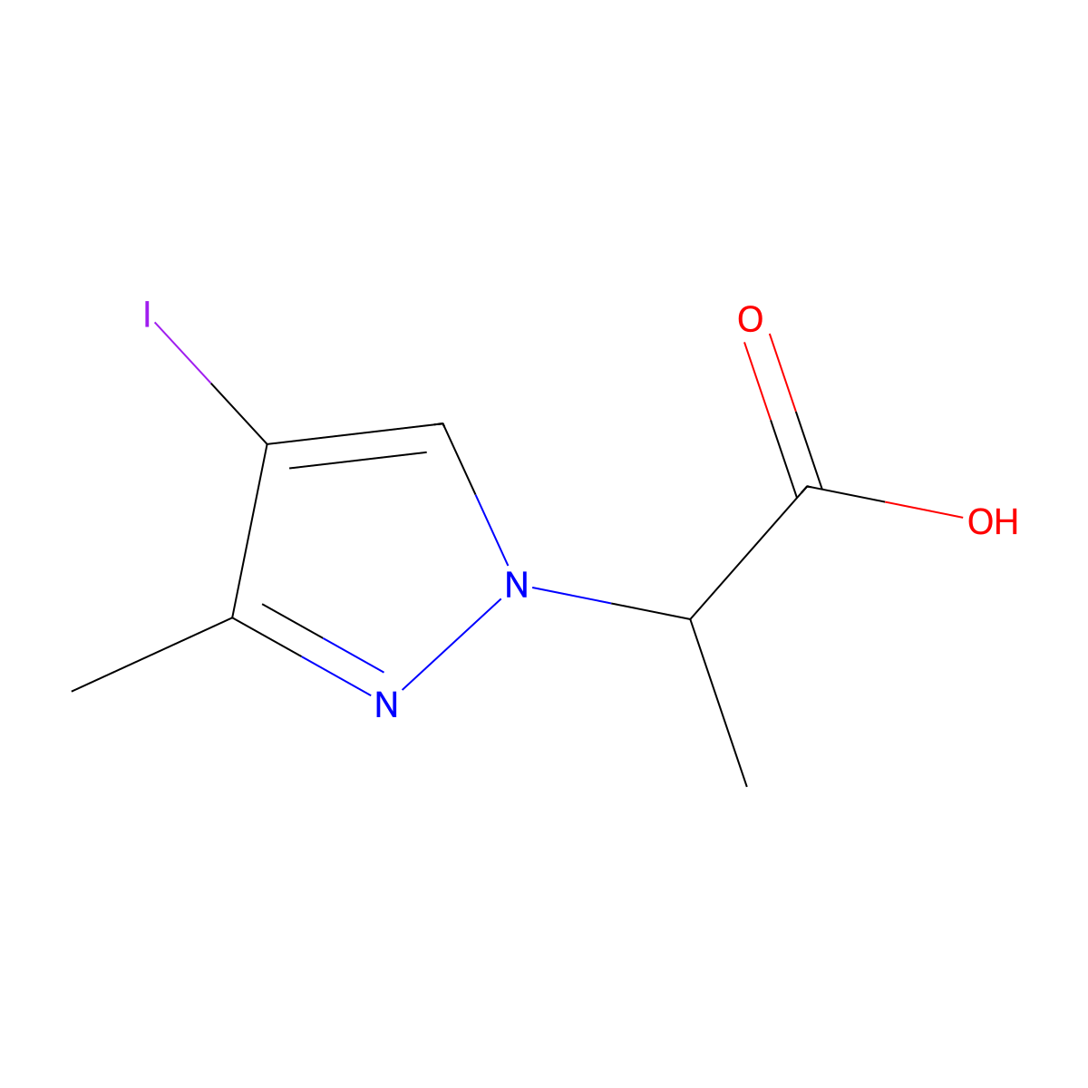 2-(4-Iodo-3-methyl-1H-pyrazol-1-yl)propanoic acid molecular structure, CAS 1354707-03-1