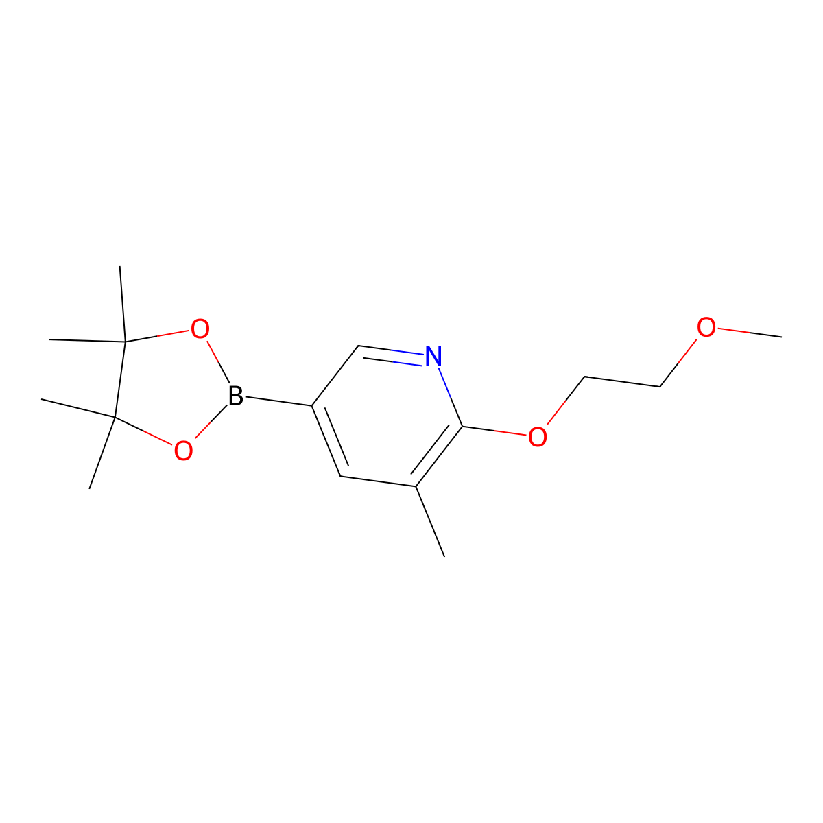 2-(2-Methoxyethoxy)-3-methyl-5-(4,4,5,5-tetramethyl-1,3,2-dioxaborolan-2-yl)pyridine molecular structure, CAS 1354712-71-2