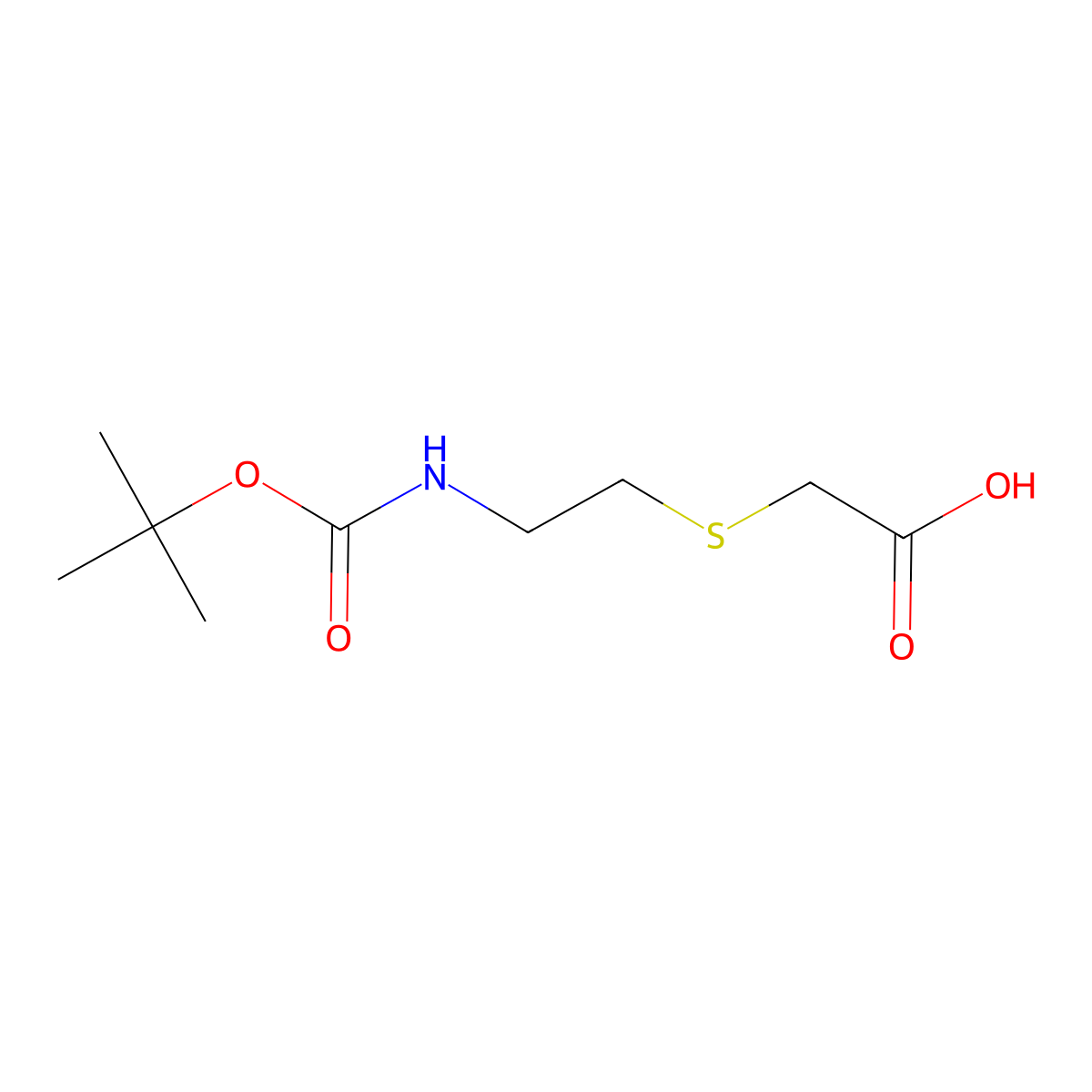2-((2-((tert-Butoxycarbonyl)amino)ethyl)thio)acetic acid molecular structure, CAS 1354714-62-7