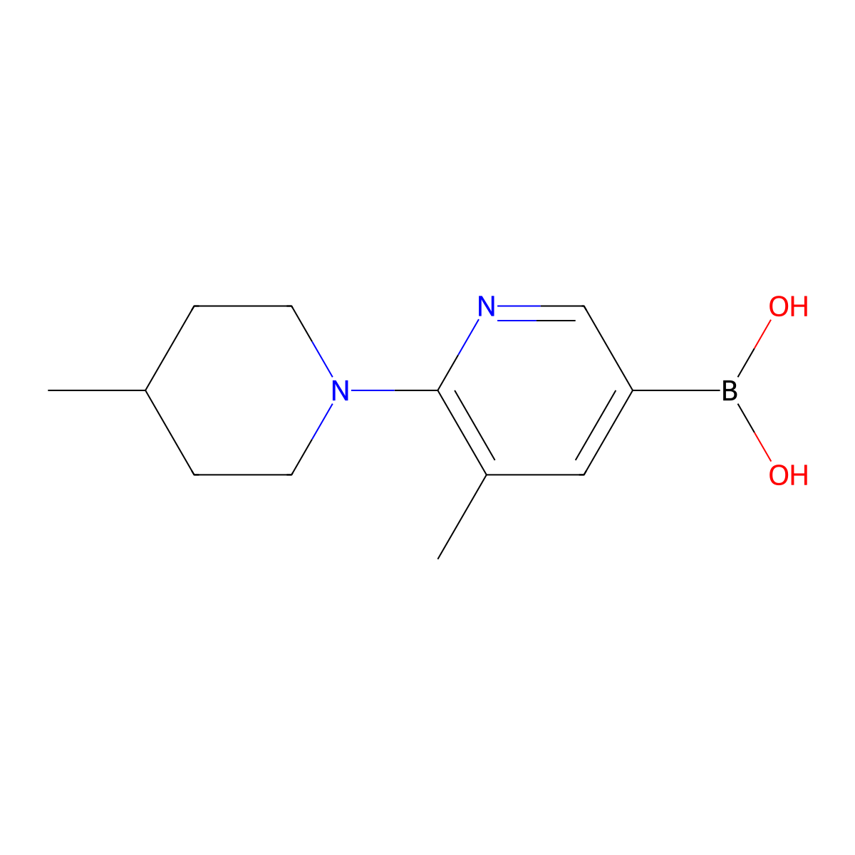 5-Methyl-6-(4-methylpiperidin-1-yl)pyridin-3-ylboronic acid molecular structure, CAS 1354727-02-8