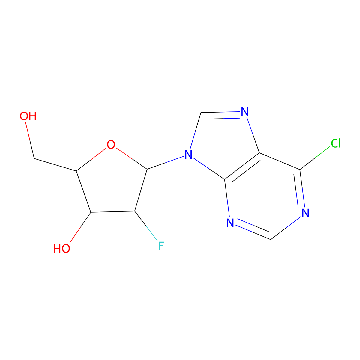 (2R,3R,4S,5R)-5-(6-Chloro-9H-purin-9-yl)-4-fluoro-2-(hydroxymethyl)tetrahydrofuran-3-ol molecular structure, CAS 135473-21-1