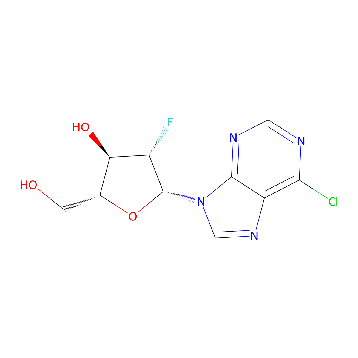 (2R,3R,4S,5R)-5-(6-Chloro-9H-purin-9-yl)-4-fluoro-2-(hydroxymethyl)tetrahydrofuran-3-ol molecular structure, CAS 135473-21-1