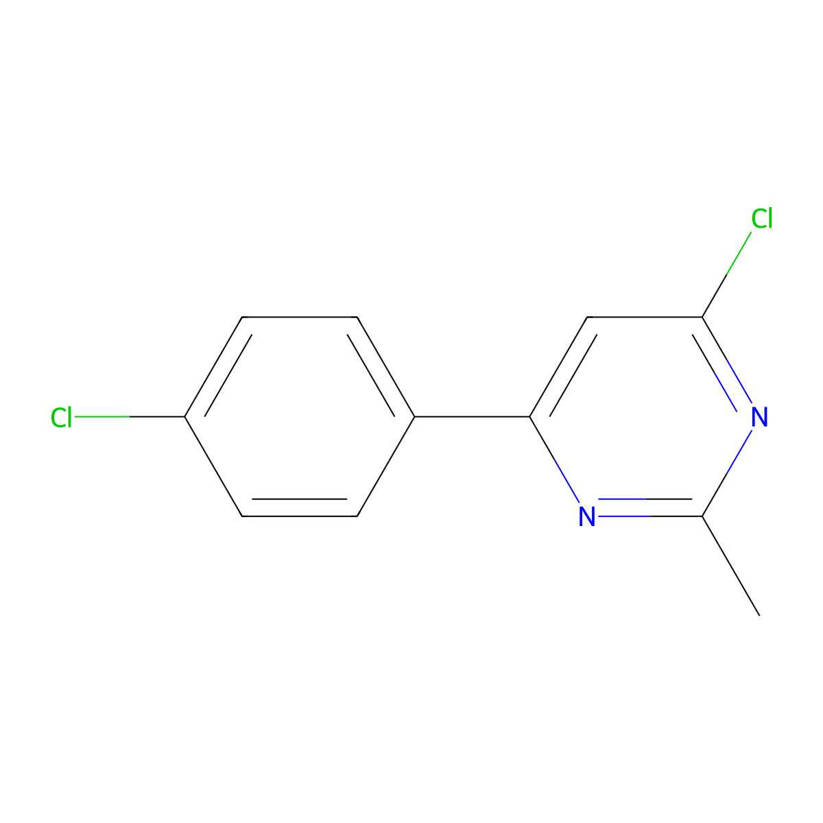4-Chloro-6-(4-chlorophenyl)-2-methylpyrimidine molecular structure, CAS 1354748-50-7